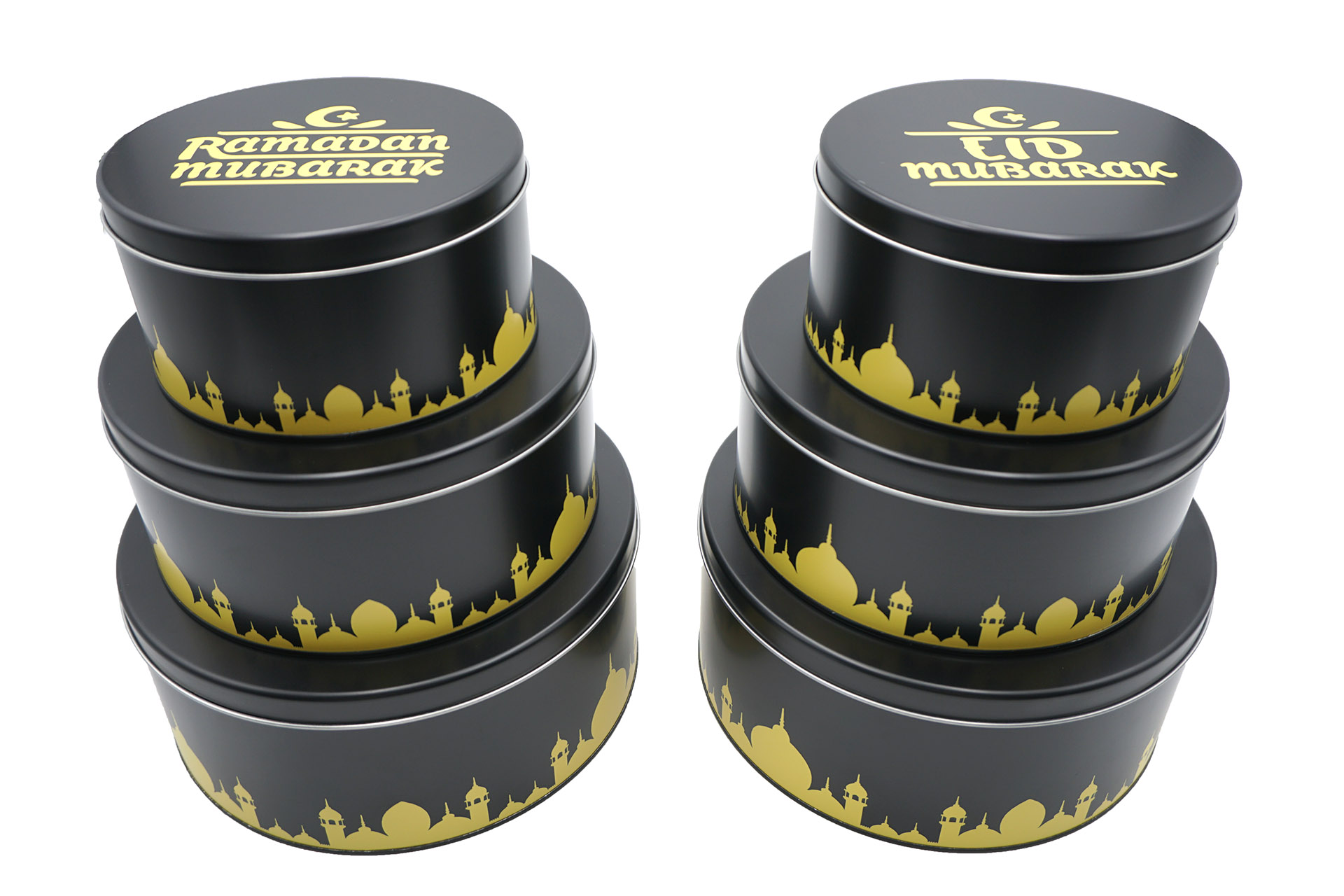 Gebäckdosen 3tlg "Ramadan", matt schwarz, 2 Designs