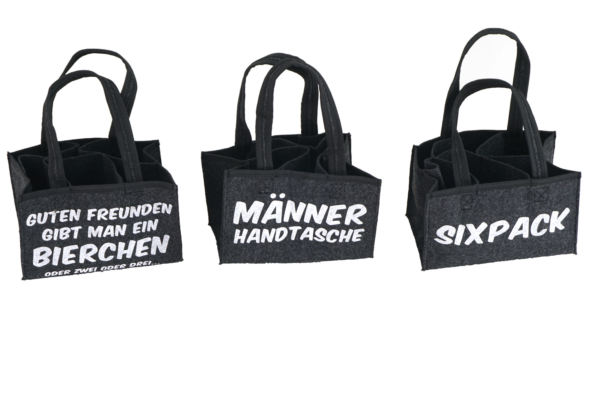 Filztasche Flaschentasche "Herrenhandtasche" mit Spruch 24x15x15cm, 4 Designs