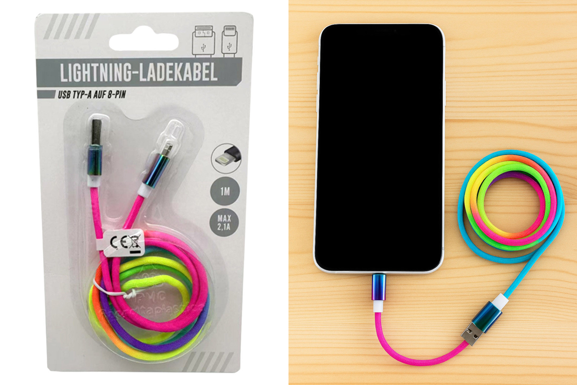 Ladekabel IPhone "Regenbogen", 1m