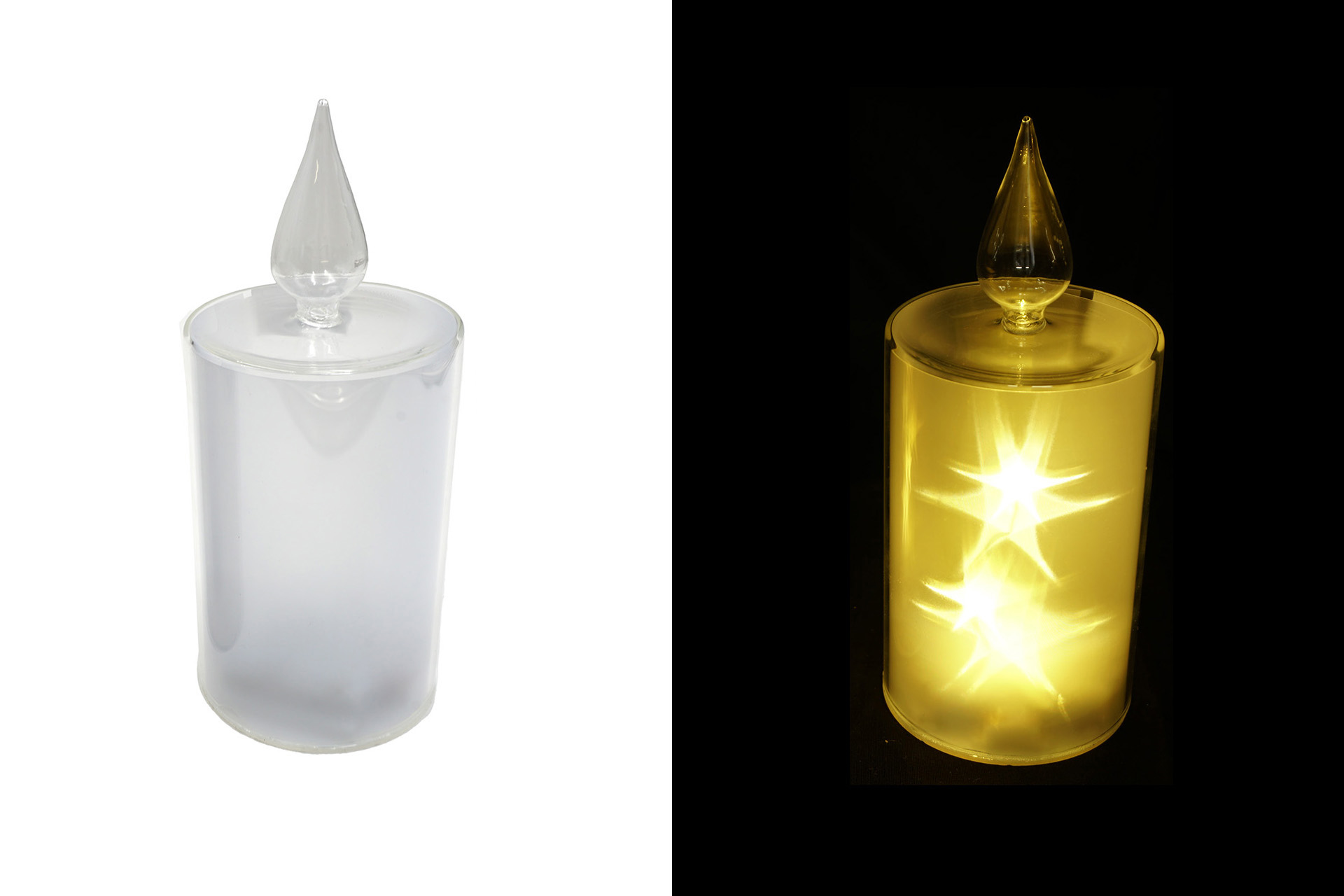 LED Dekoration "Kerze" mit Stern-Effekt Folie, 5 LEDs, 21x9cm