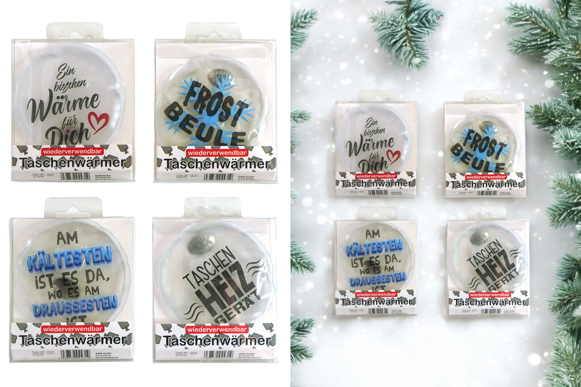 Taschenwärmer, 4 Sprüche