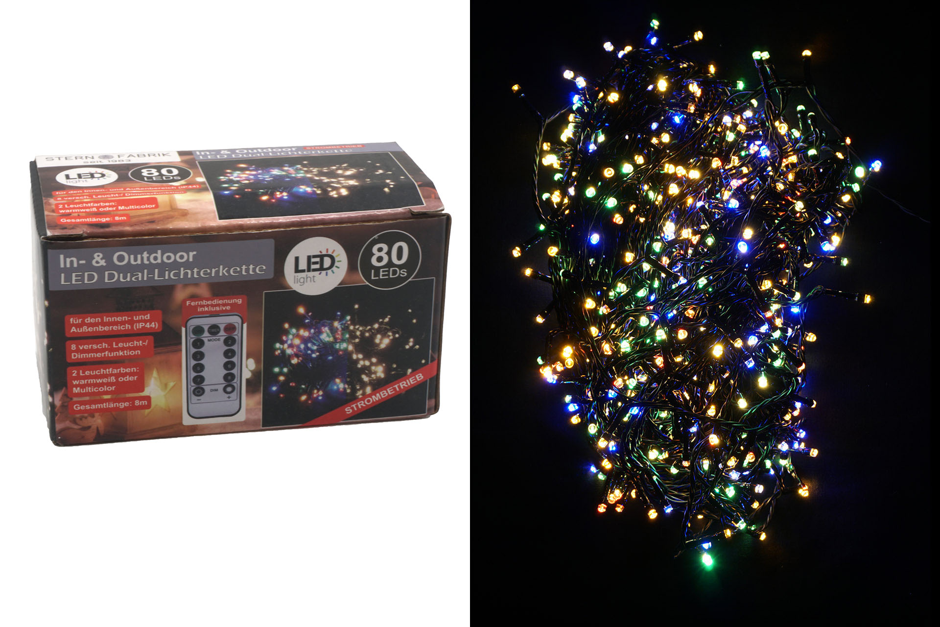 Lichterkette Basic NEU DUAL Lights LED 80er, Timer, In- & Outdoor, IP44, 230V