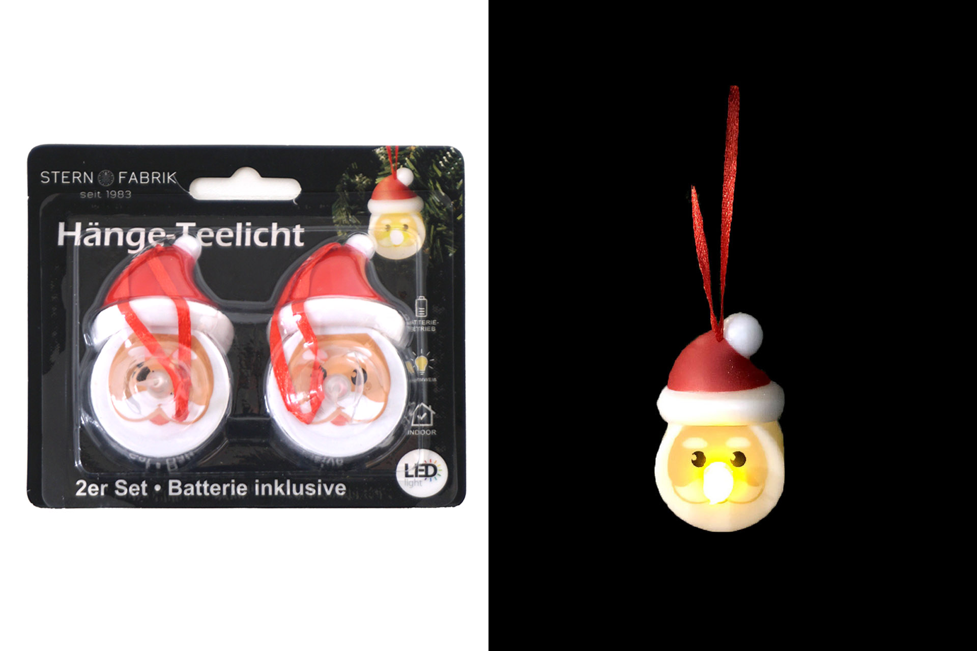 LED Hänger "Weihnachtsmann", 6x4x3,5cm, 2 Stk.