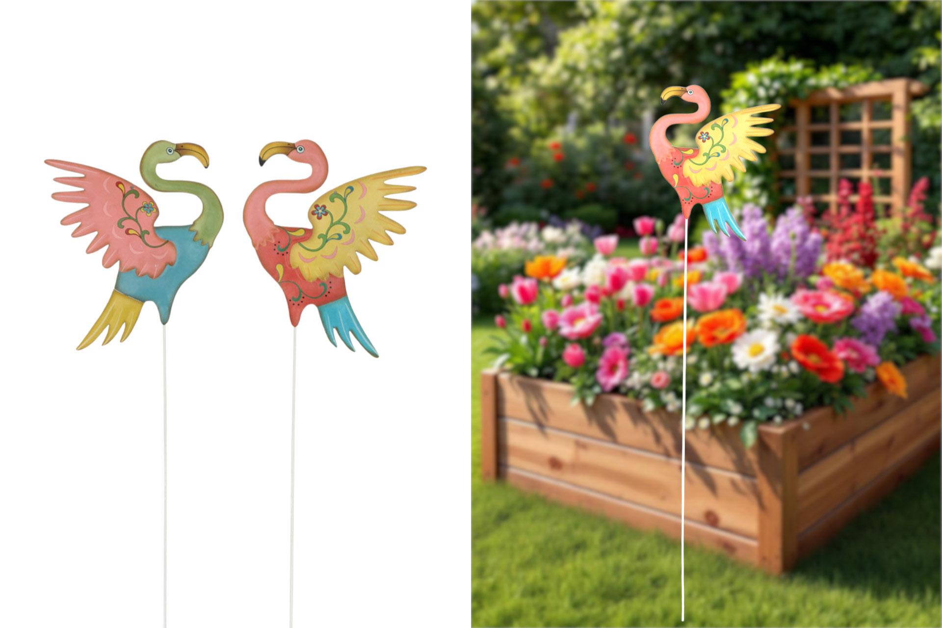 Gartenstecker "Flamingo-Bird", 60x15x1cm, 2 Farben
