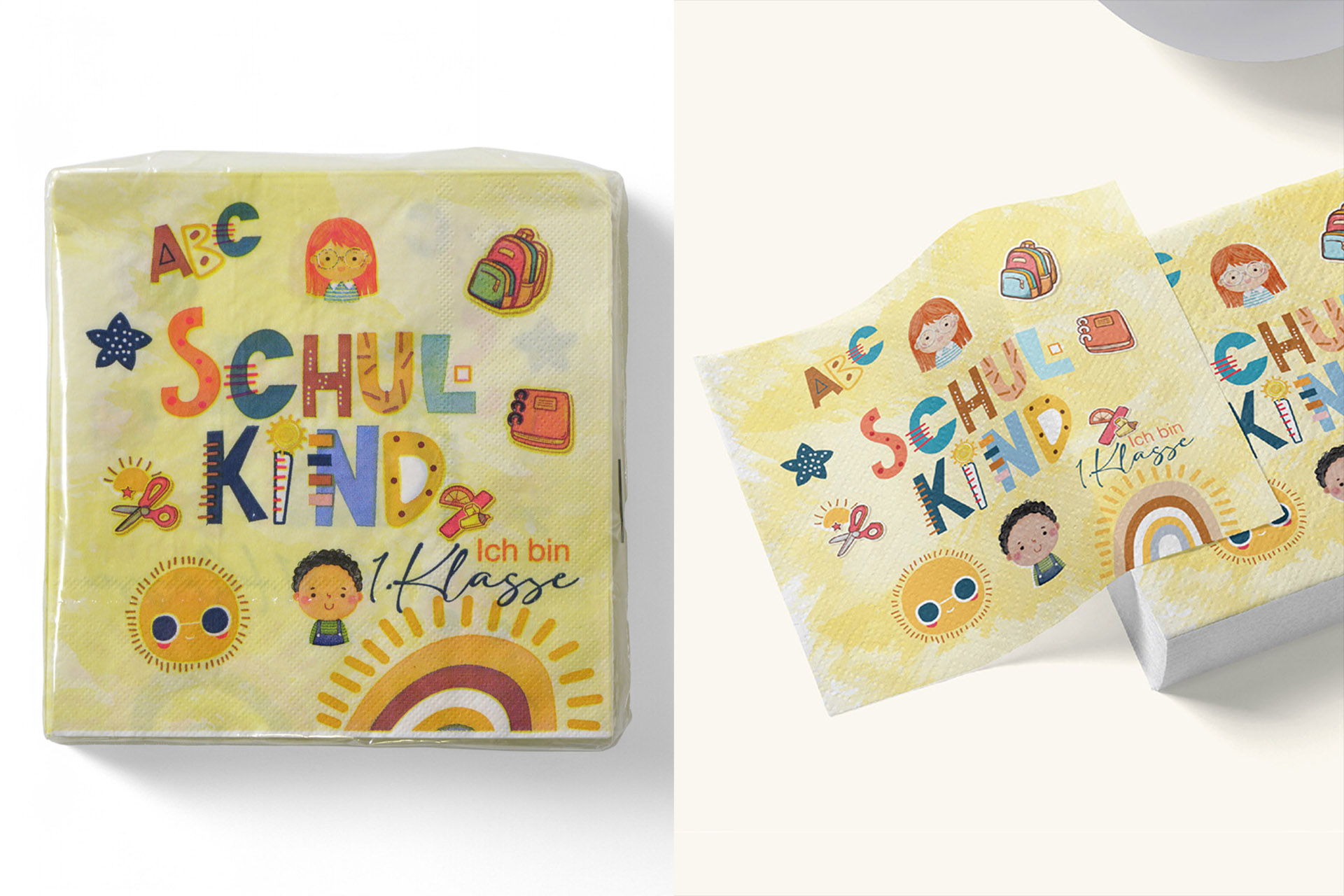 Servietten "Schulkind" 33x33cm, ¼ Falz, 3-lagig, 20er Pack