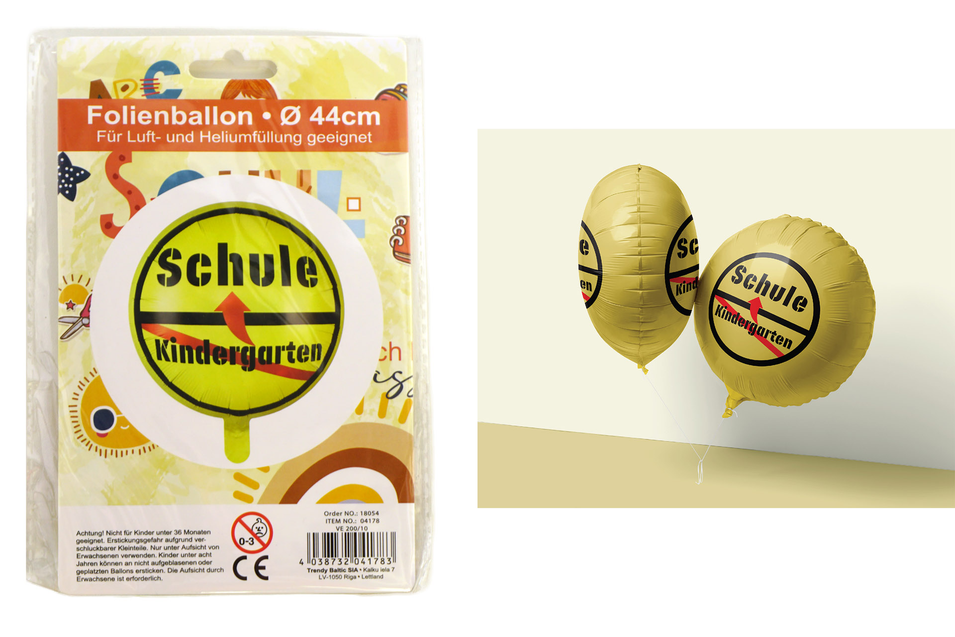 Folienballon Schulanfang "Ortsschild", Ø 44cm