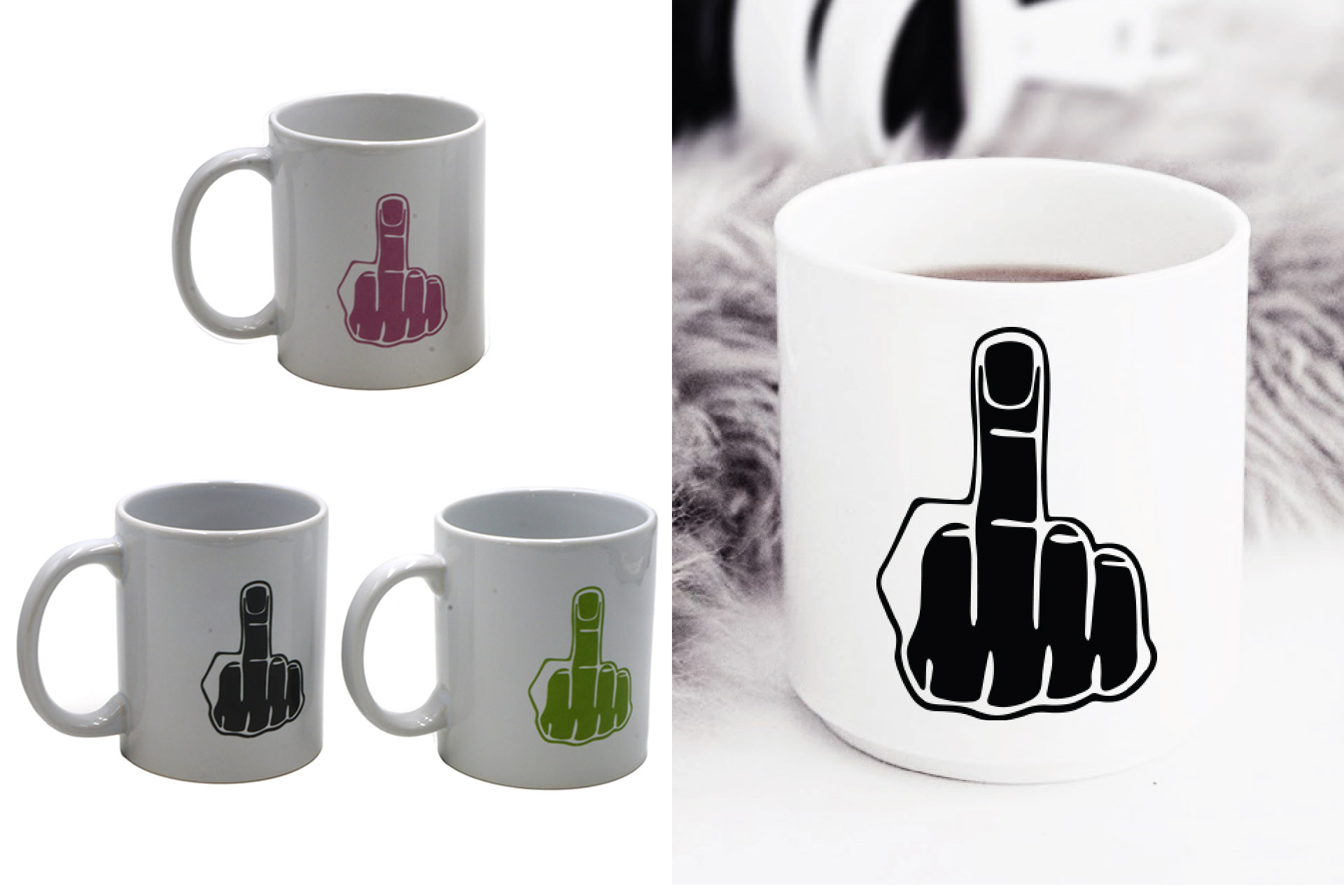 Tasse "Mittelfinger", 350ml, 3 Farben