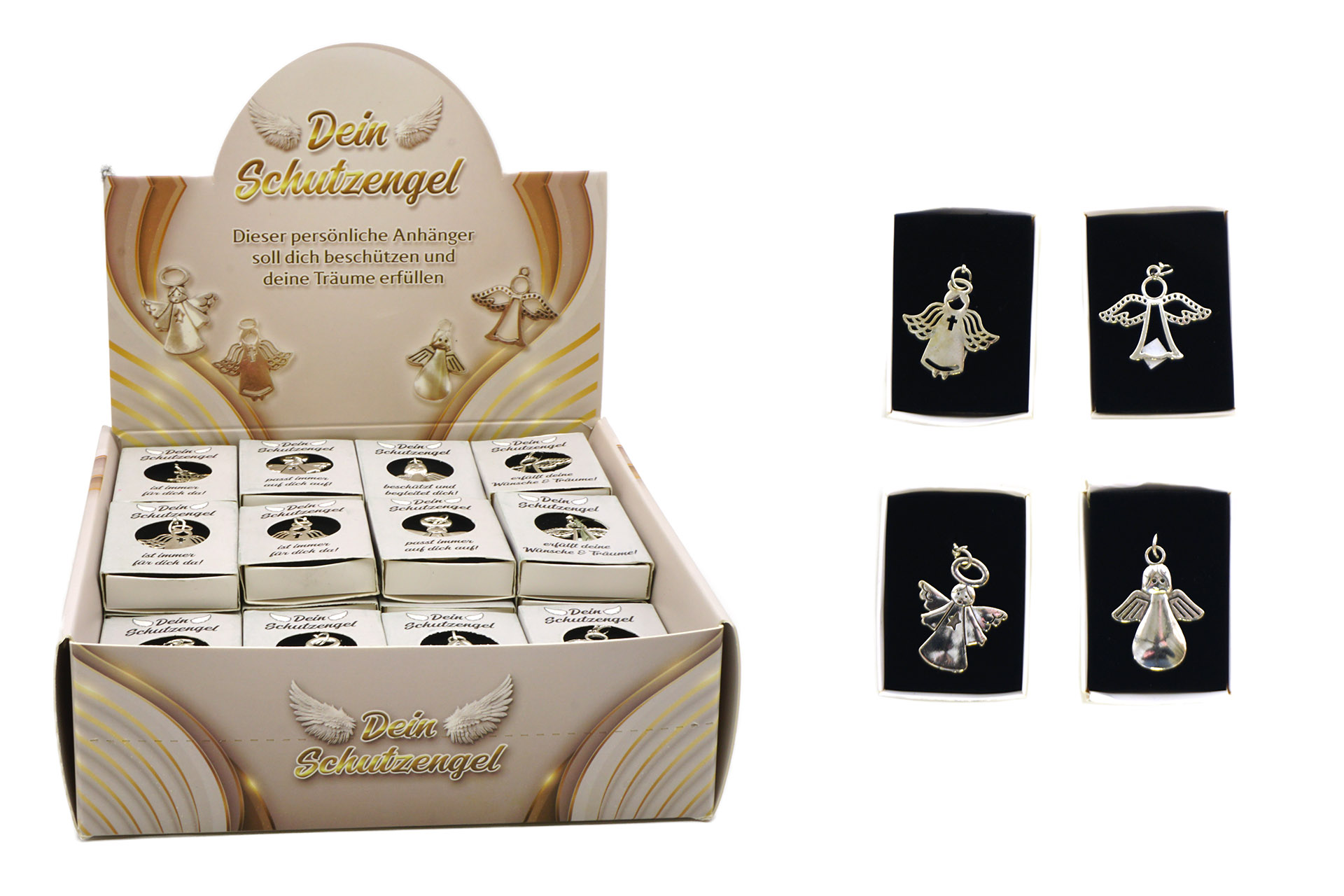 Schutzengel Anhänger 4 Designs, im Display