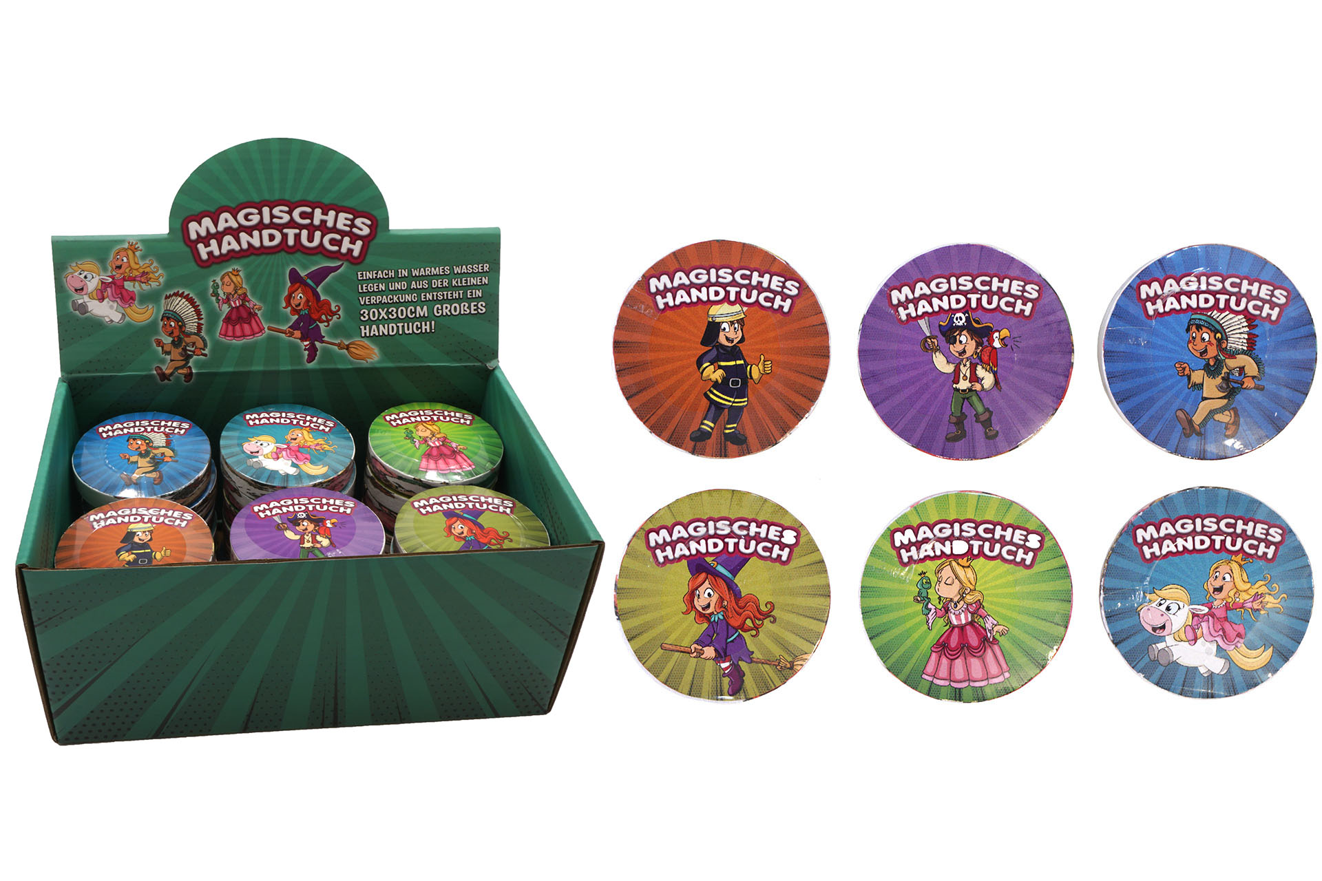 Magisches Handtuch Kids 30x30cm, 6 Designs, sortiert, im Display