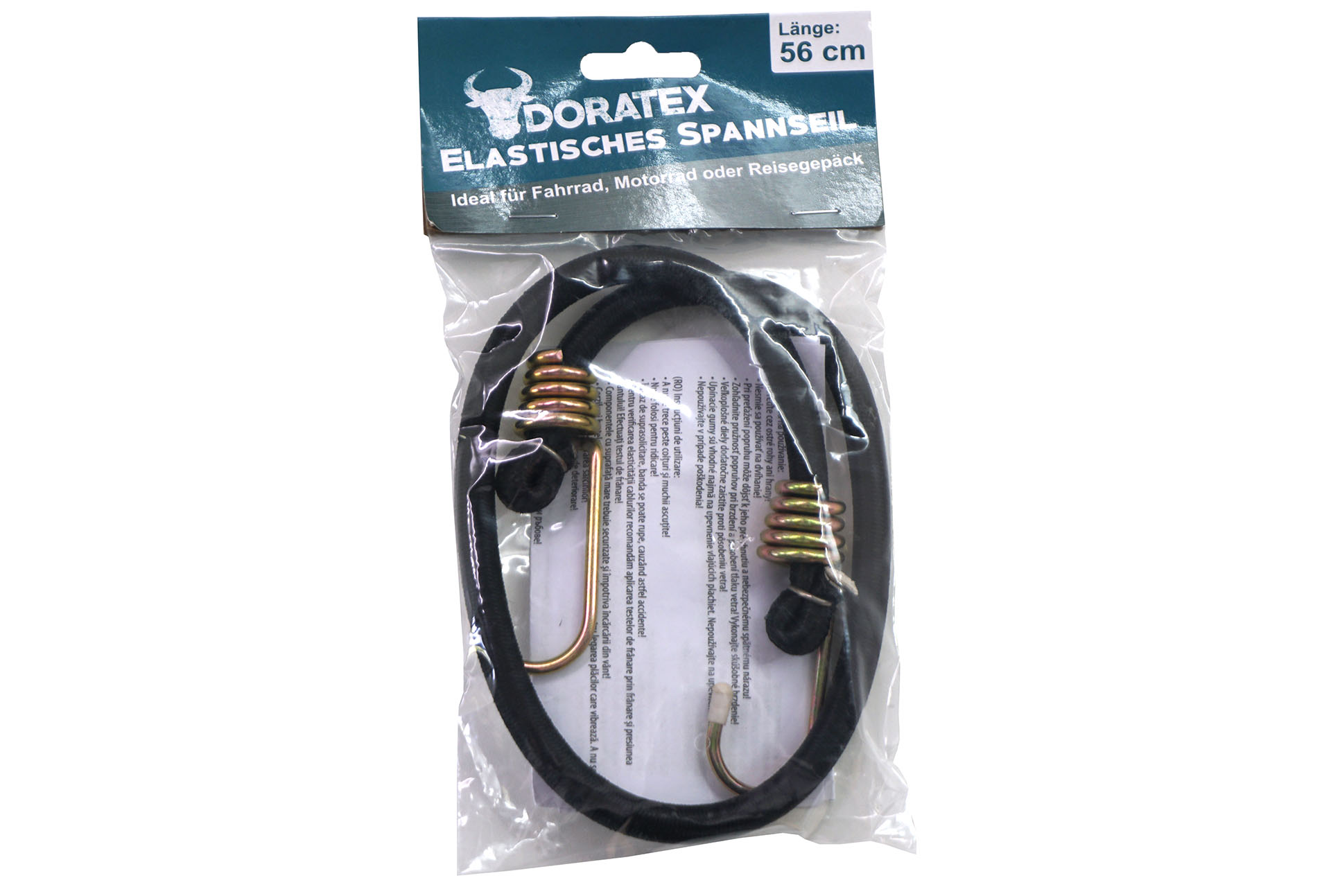 Spannseil mit Haken elastisch, schwarz, 56cm