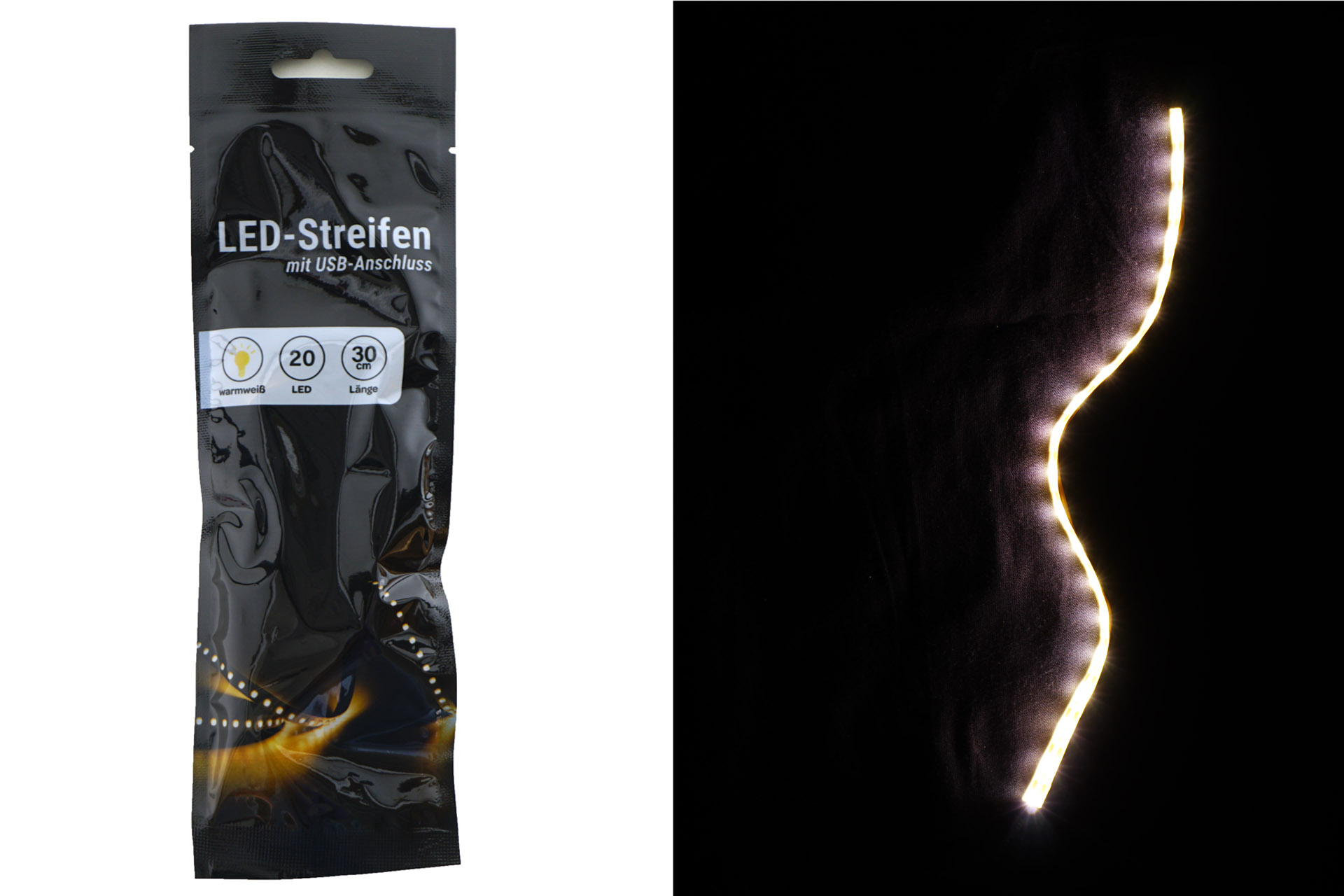 LED Licht "Streifen" mit USB Anschluss, 20 LEDs, 30cm
