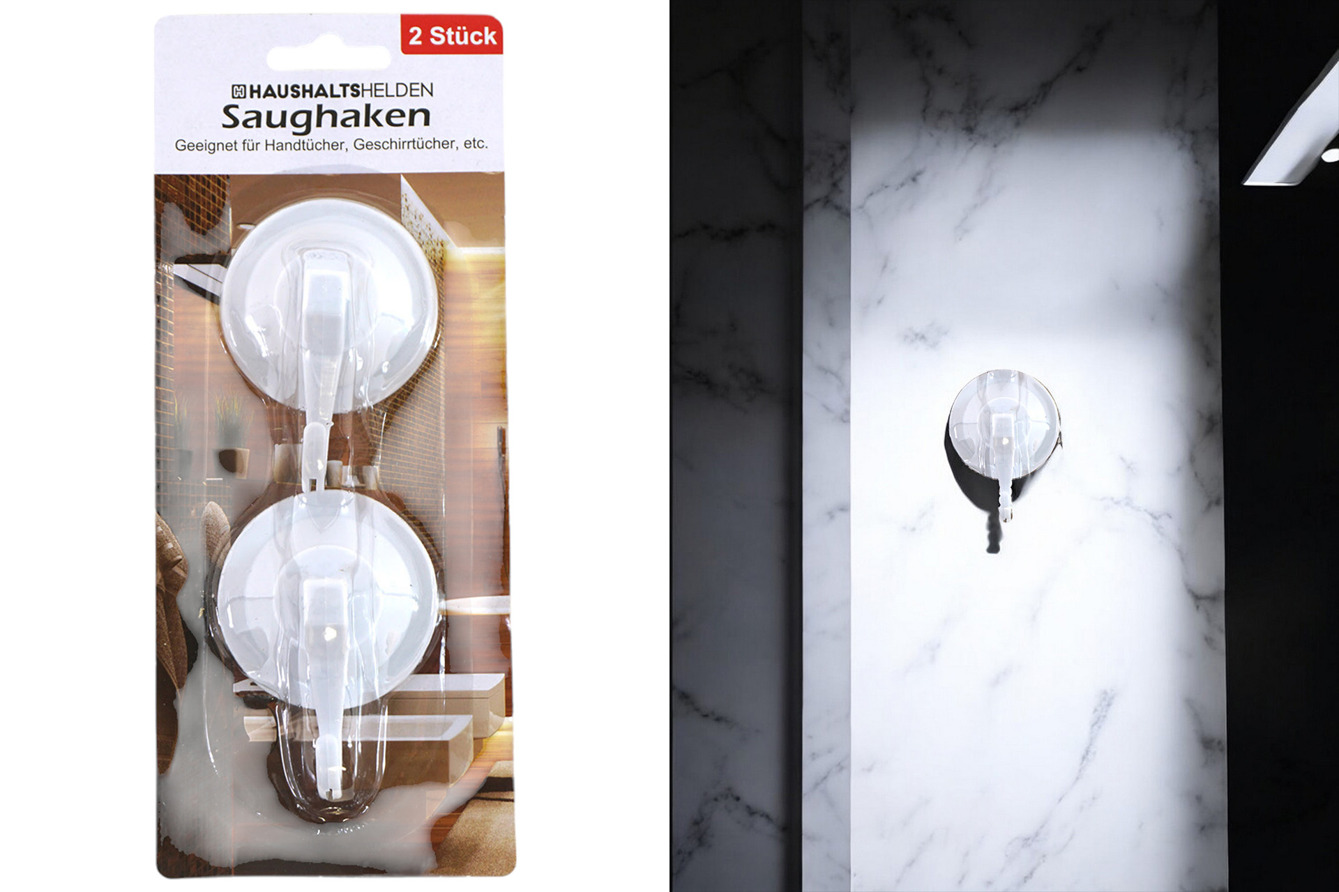 Saughaken mit Hebel, 2er Set, weiß