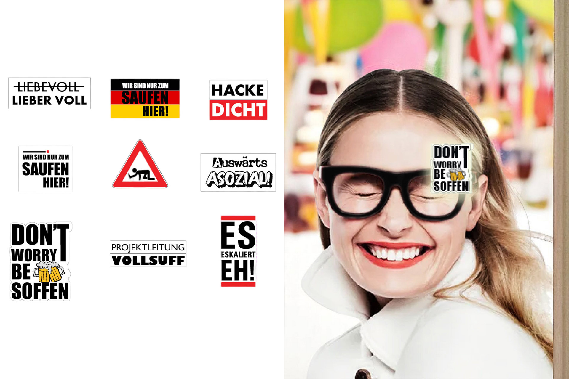 LED Partybrille "Malle-Party", 15x9,5cm, 2 Designs