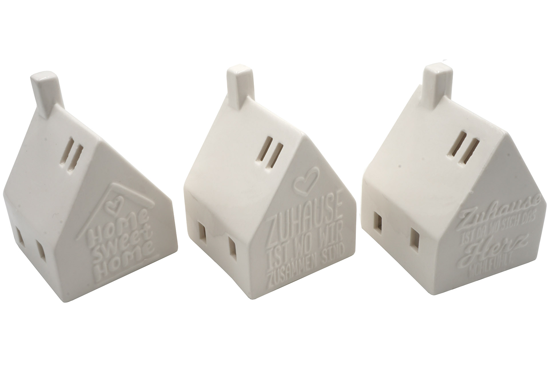 Weihnachtsdeko Keramik "Häuser", 10x7x7cm, 3 Designs