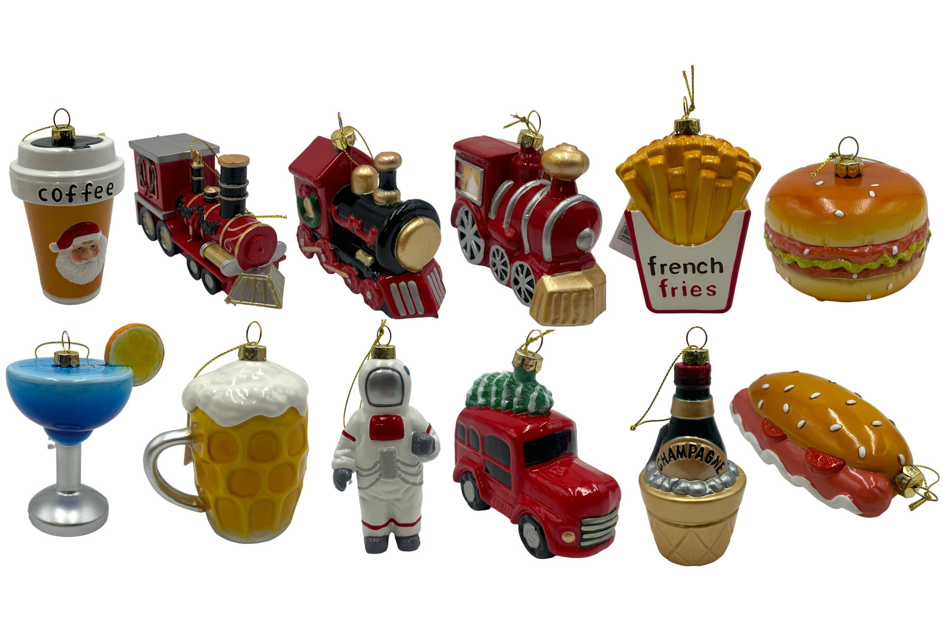 Weihnachtskugeln Kunststoff "Weihnachtsmix", 10-13cm, 12 Designs